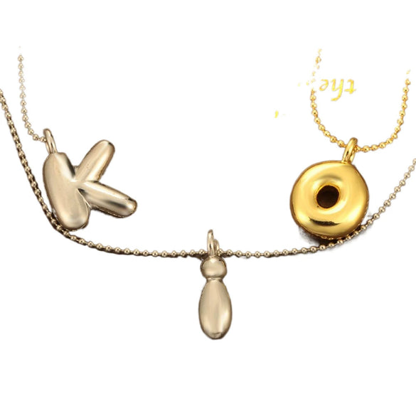 Pendant Necklace Copper Gold Plated Letter Balloon Shape Electroplating