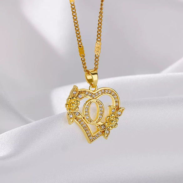 Pendant Necklace Copper Gold Stainless Steel Ochain Simple Style Hollow Love Flowers Geometric Letters Pattern Electroplated