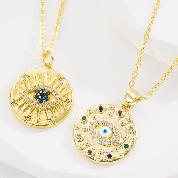 Pendant Necklace Copper Goldplated Devil's Eye Zirconembedded Ochain Creative Jewelry