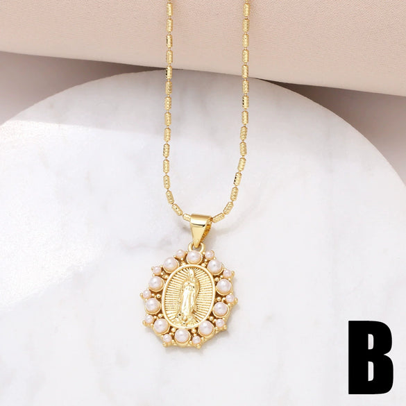 Pendant Necklace Copper Heart Pattern Electroplated