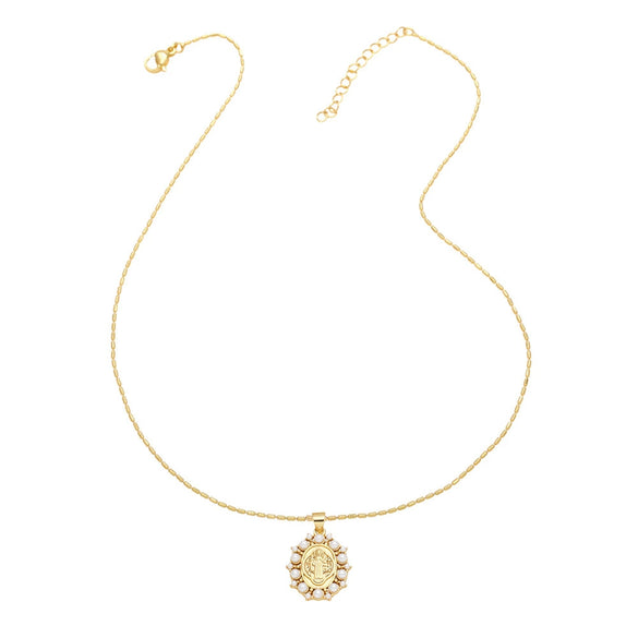 Pendant Necklace Copper Heart Pattern Electroplated