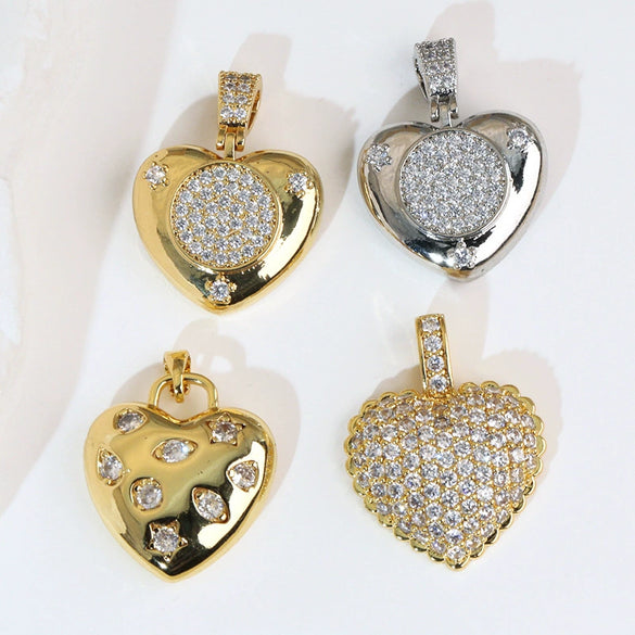 Pendant Necklace Copper Heart Shape Electroplating Diy Accessories