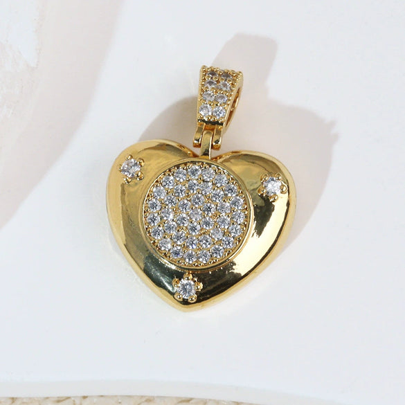 Pendant Necklace Copper Heart Shape Electroplating Diy Accessories