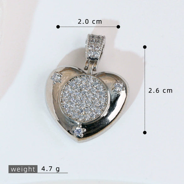 Pendant Necklace Copper Heart Shape Electroplating Diy Accessories