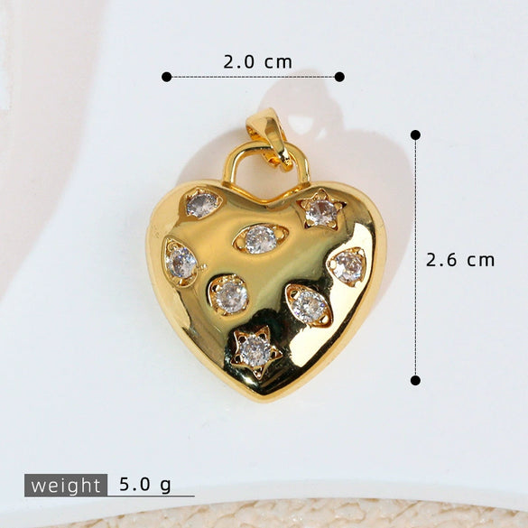 Pendant Necklace Copper Heart Shape Electroplating Diy Accessories