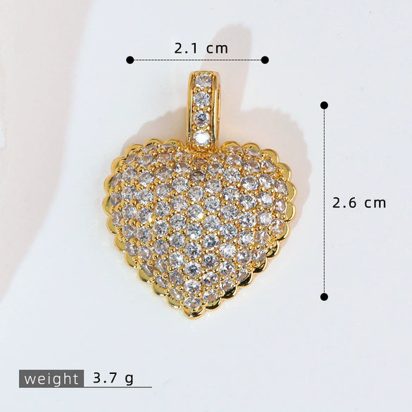 Pendant Necklace Copper Heart Shape Electroplating Diy Accessories