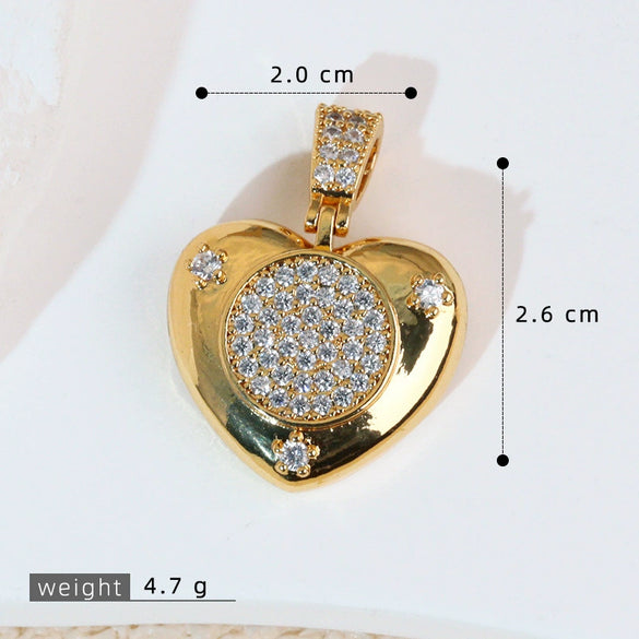 Pendant Necklace Copper Heart Shape Electroplating Diy Accessories