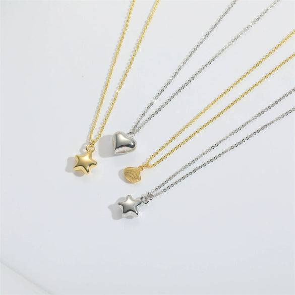 Pendant Necklace Copper Heart Shape Electroplating O Word Chain