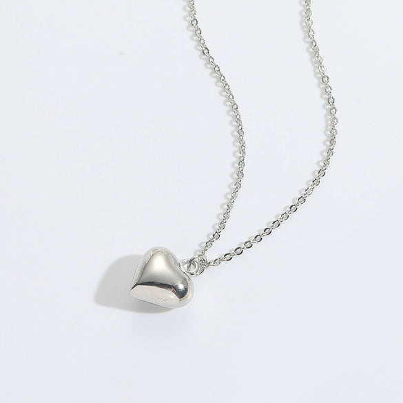 Pendant Necklace Copper Heart Shape Electroplating O Word Chain