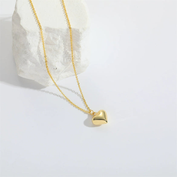 Pendant Necklace Copper Heart Shape Electroplating O Word Chain