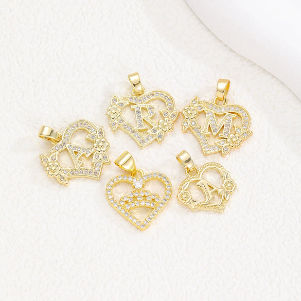 Pendant Necklace Copper Hollow Love Flowers English Letters Design