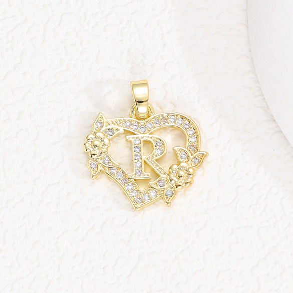 Pendant Necklace Copper Hollow Love Flowers English Letters Design