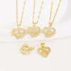 Pendant Necklace Copper Hollow Love Flowers English Letters Design