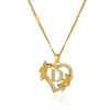 Pendant Necklace Copper Hollow Love Flowers Letters Numbers Text Diamond Design Bamboo Chain