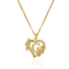 Pendant Necklace Copper Hollow Love Flowers Letters Numbers Text Diamond Design Bamboo Chain