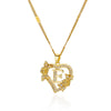 Pendant Necklace Copper Hollow Love Flowers Letters Numbers Text Diamond Design Bamboo Chain