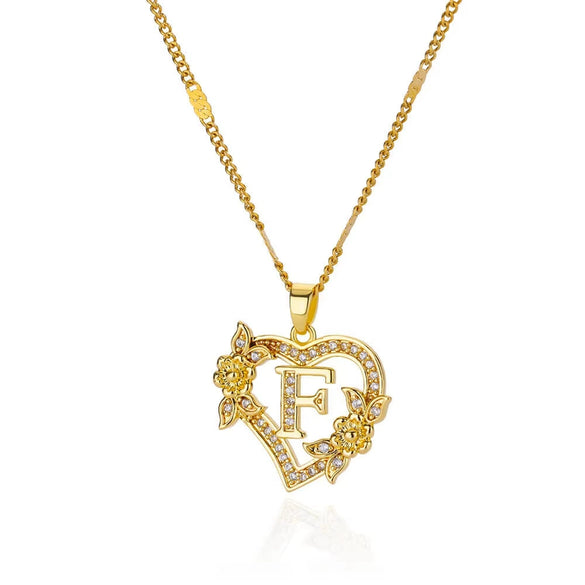 Pendant Necklace Copper Hollow Love Flowers Letters Numbers Text Diamond Design Bamboo Chain
