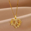 Pendant Necklace Copper Hollow Love Flowers Letters Numbers Text Diamond Design Bamboo Chain