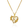 Pendant Necklace Copper Hollow Love Flowers Letters Numbers Text Diamond Design Bamboo Chain