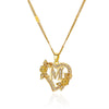Pendant Necklace Copper Hollow Love Flowers Letters Numbers Text Diamond Design Bamboo Chain