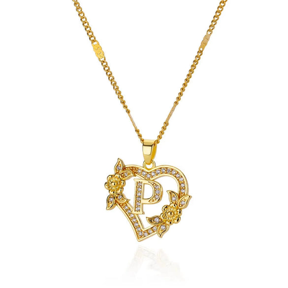 Pendant Necklace Copper Hollow Love Flowers Letters Numbers Text Diamond Design Bamboo Chain