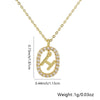 Pendant Necklace Copper Hollow Oval Electroplated Inlaid Zircon With Letters Pattern Simple Style