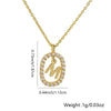 Pendant Necklace Copper Hollow Oval Electroplated Inlaid Zircon With Letters Pattern Simple Style