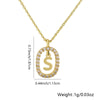 Pendant Necklace Copper Hollow Oval Electroplated Inlaid Zircon With Letters Pattern Simple Style