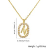 Pendant Necklace Copper Hollow Oval Electroplated Inlaid Zircon With Letters Pattern Simple Style