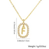 Pendant Necklace Copper Hollow Oval Electroplated Inlaid Zircon With Letters Pattern Simple Style