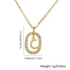 Pendant Necklace Copper Hollow Oval Electroplated Inlaid Zircon With Letters Pattern Simple Style