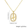 Pendant Necklace Copper Hollow Oval Electroplated Inlaid Zircon With Letters Pattern Simple Style