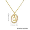 Pendant Necklace Copper Hollow Oval Electroplated Inlaid Zircon With Letters Pattern Simple Style