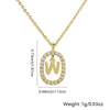 Pendant Necklace Copper Hollow Oval Electroplated Inlaid Zircon With Letters Pattern Simple Style