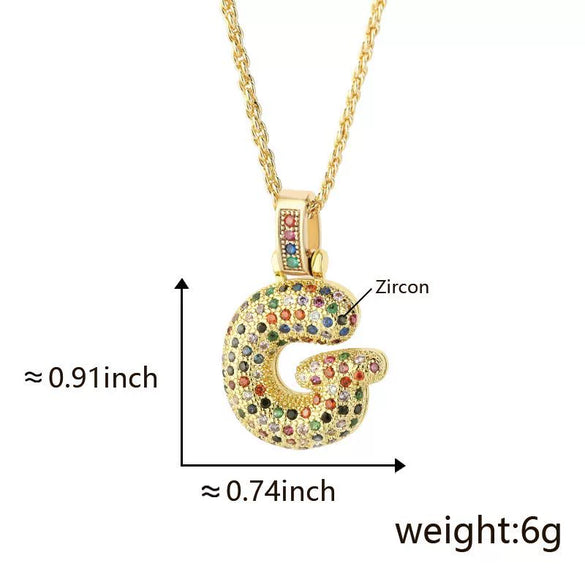Pendant Necklace Copper Inlaid Color Zircon English Letter Light Luxury Electroplating For Women