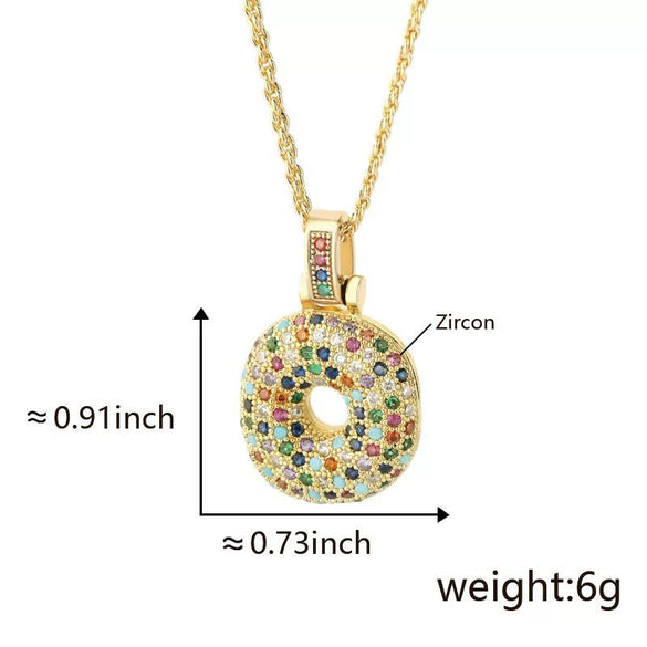 Pendant Necklace Copper Inlaid Color Zircon English Letter Light Luxury Electroplating For Women
