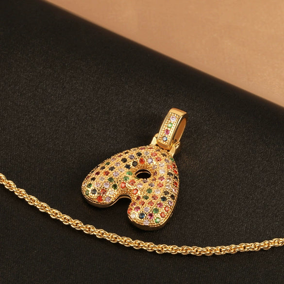 Pendant Necklace Copper Inlaid Color Zircon English Letter Light Luxury Electroplating For Women