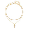 Pendant Necklace Copper Inlaid With Zircon Geometric Electroplating Doublelayer Stacked Chain
