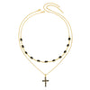Pendant Necklace Copper Inlaid With Zircon Geometric Electroplating Doublelayer Stacked Chain