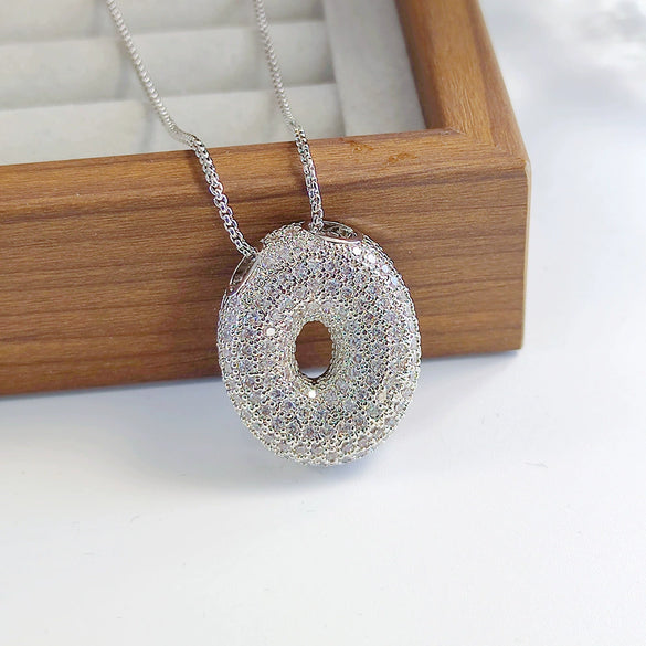 Pendant Necklace Copper Inlaid Zircon With Letter Pattern Electroplated