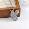 Pendant Necklace Copper Inlaid Zircon With Letter Pattern Electroplated