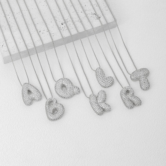 Pendant Necklace Copper Inlaid Zircon With Letter Pattern Electroplated