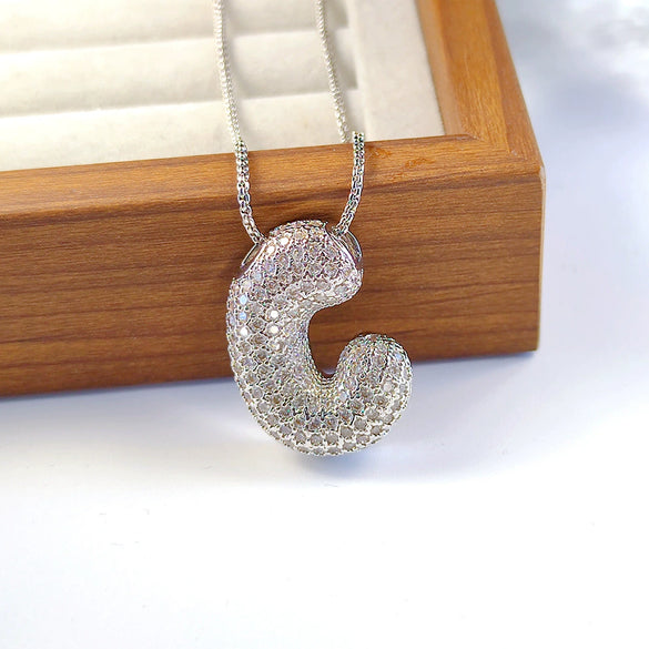 Pendant Necklace Copper Inlaid Zircon With Letter Pattern Electroplated