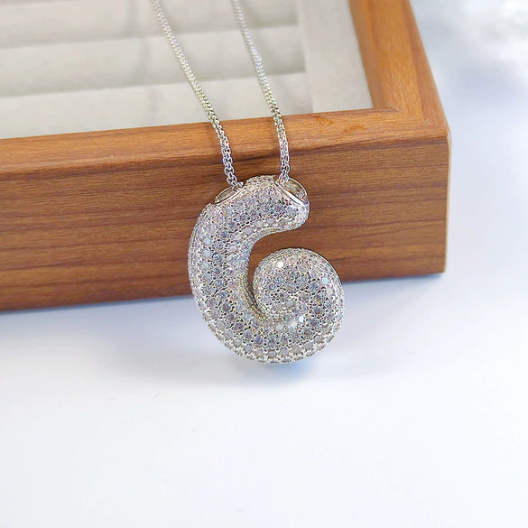 Pendant Necklace Copper Inlaid Zircon With Letter Pattern Electroplated