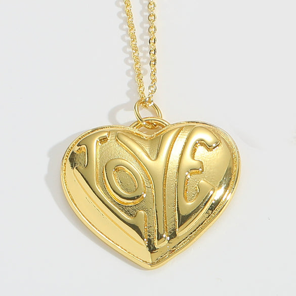 Pendant Necklace Copper 14K Goldplated Simple Geometric Heart Insect Bee Element
