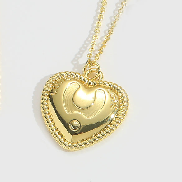 Pendant Necklace Copper 14K Goldplated Simple Geometric Heart Insect Bee Element