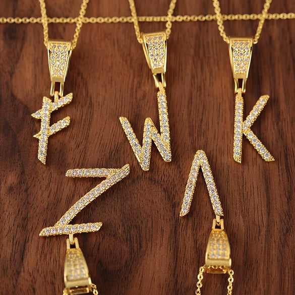 Pendant Necklace Copper Letter Jewelry Electroplating Allmatch Style