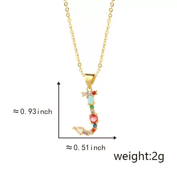 Pendant Necklace Copper Micro Inlay Color Zircon English Letters Hip Hop Style Electroplating