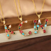 Pendant Necklace Copper Micro Inlay Color Zircon English Letters Hip Hop Style Electroplating