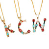 Pendant Necklace Copper Micro Inlay Color Zircon English Letters Hip Hop Style Electroplating